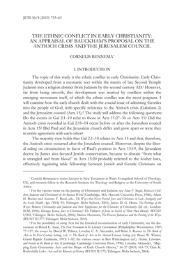 The Ethnic Conflict in Early Christianity: an Appraisal of Bauckham’S Proposal on the Antioch Crisis and the Jerusalem Council