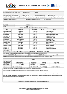 Travel Booking Order Form