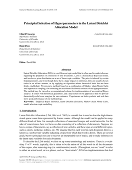 Principled Selection of Hyperparameters in the Latent Dirichlet Allocation Model