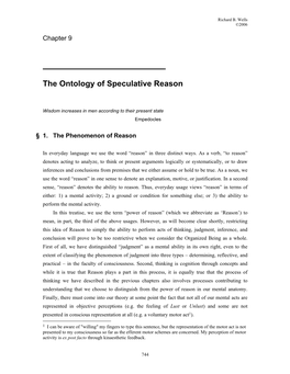 The Ontology of Speculative Reason