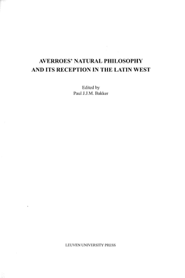 Averroes' Natural Philosophy and Its Reception in the Latin West