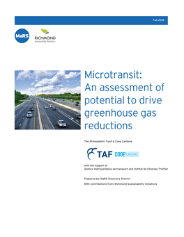 Microtransit: an Assessment of Potential to Drive Greenhouse Gas Reductions