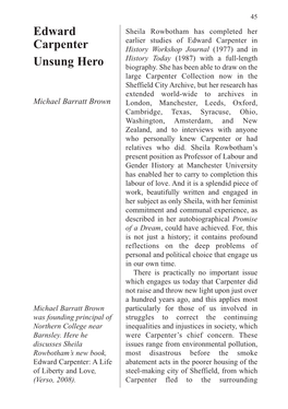 Edward Carpenter Unsung Hero 47 Parts of Our Lives (The Exception Is, Perhaps, His Rejection of Vaccination and Vivisection).This Cannot Quite Explain the Neglect