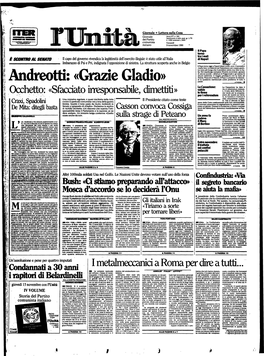 Andreotti: «Grazie Gladio» Paese- a PAGINA 9