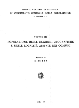 Popolazione Delle Frazioni Geografiche E Delle Localita Abitate Dei Comuni