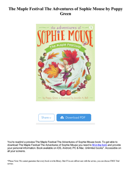 The Maple Festival the Adventures of Sophie Mouse by Poppy Green