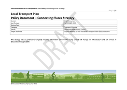 Local Transport Plan Policy Document – Connecting Places Strategy