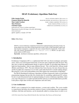 DEAP: Evolutionary Algorithms Made Easy