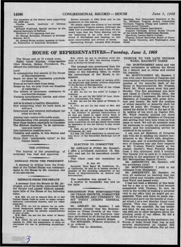 HOUSE of REPRESENTATIVES-Tuesday, June 3, 1969 the House Met at 12 O'clock Noon