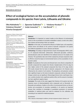 Effect of Ecological Factors on the Accumulation of Phenolic Compounds in Iris Species from Latvia, Lithuania and Ukraine