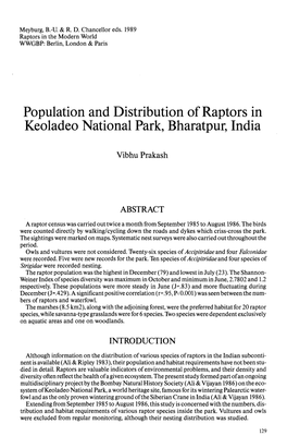 Population and Distribution of Raptors in Keoladeo National Park, Bharatpur, India