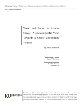 Tense and Aspect in Limon Creole: a Sociolinguistic View Towards a Creole Continuum