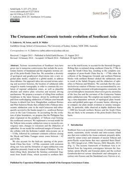 The Cretaceous and Cenozoic Tectonic Evolution of Southeast Asia