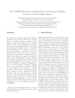 The COMRADE System for Multi-Robot Autonomous Landmine Detection in Post-Conﬂict Regions