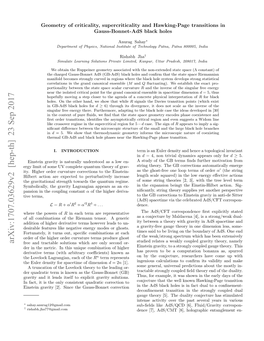 Geometry of Criticality, Supercriticality and Hawking-Page Transitions in Gauss-Bonnet-Ads Black Holes