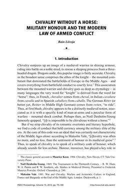 Military Honour and the Modern Law of Armed Conflict