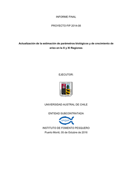 INFORME FINAL PROYECTO FIP 2014-08 Actualización