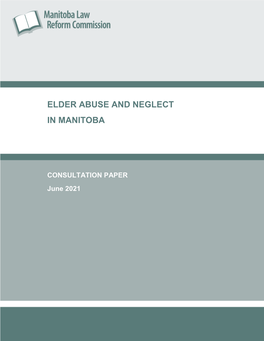 Elder Abuse and Neglect in Manitoba