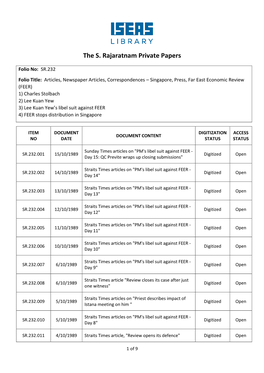 The S. Rajaratnam Private Papers