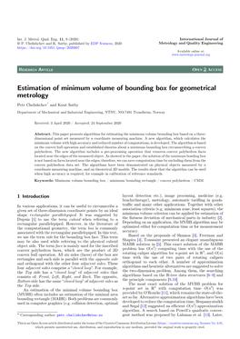 Estimation of Minimum Volume of Bounding Box for Geometrical Metrology