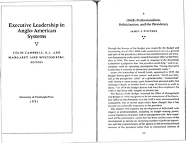 OMB: Professionalism, Politicization, and the Presidency 197
