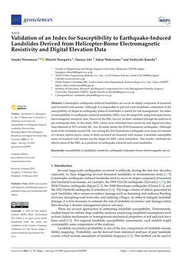 Validation of an Index for Susceptibility to Earthquake-Induced Landslides Derived from Helicopter-Borne Electromagnetic Resistivity and Digital Elevation Data