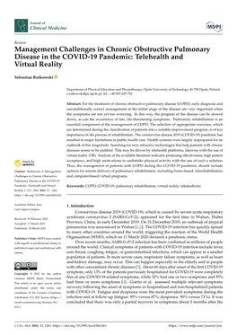 Management Challenges in Chronic Obstructive Pulmonary Disease in the COVID-19 Pandemic: Telehealth and Virtual Reality