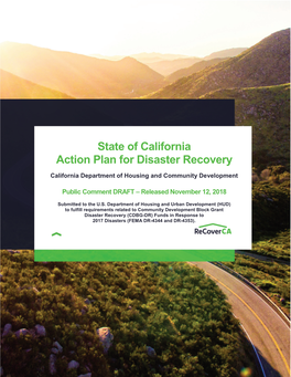 State of California Action Plan for Disaster Recovery