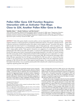 Pollen Killer Gene S35 Function Requires Interaction with an Activator That Maps Close to S24, Another Pollen Killer Gene in Rice