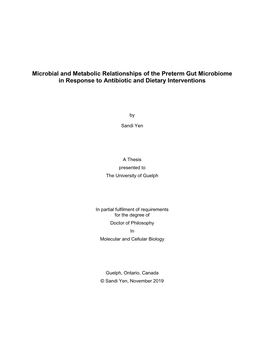 Microbial and Metabolic Relationships of the Preterm Gut Microbiome in Response to Antibiotic and Dietary Interventions