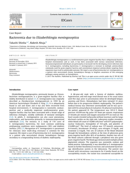 Bacteremia Due to Elizabethkingia Meningoseptica