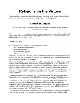 Religions on the Virtues