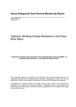 Building Climate Resilience in the Pyanj River Basin