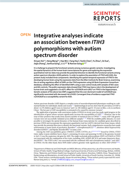 Integrative Analyses Indicate an Association Between ITIH3