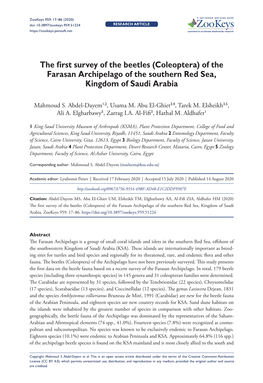 The First Survey of the Beetles (Coleoptera) of the Farasan Archipelago of the Southern Red Sea, Kingdom of Saudi Arabia