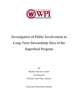 Investigation of Public Involvement in Long-Term Stewardship Sites of the Superfund Program