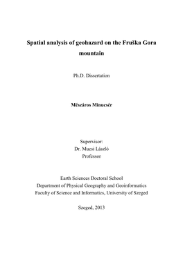 Spatial Analysis of Geohazard on the Fruška Gora Mountain