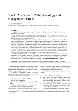 Shock: a Review of Pathophysiology and Management