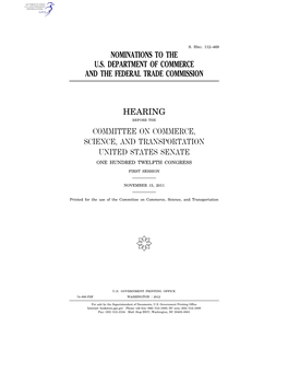 Nominations to the Us Department of Commerce and the Federal Trade