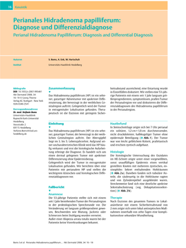 Perianales Hidradenoma Papilliferum: Diagnose Und Differenzialdiagnose Perianal Hidradenoma Papilliferum: Diagnosis and Differential Diagnosis