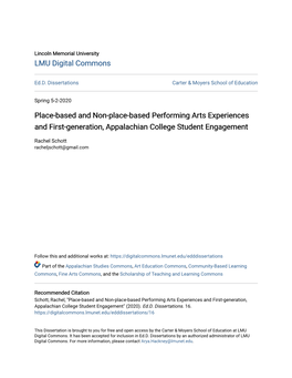 Place-Based and Non-Place-Based Performing Arts Experiences and First-Generation, Appalachian College Student Engagement