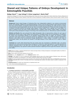 Shared and Unique Patterns of Embryo Development in Extremophile Poeciliids