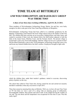 Time Team at Bitterley and Wolverhampton Archaeology Group Was There Too!
