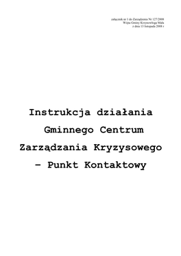 Instrukcja Działania Gminnego Centrum Zarządzania Kryzysowego – Punkt Kontaktowy