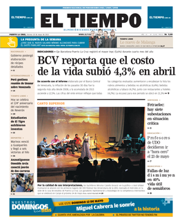 BCV Reporta Que El Costo De La Vida Subió 4,3% En Abril