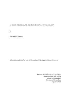 Kingship, Struggle, and Creation: the Story of Chaoskampf