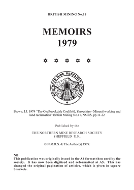 The Coalbrookdale Coalfield, Shropshire - Mineral Working and Land Reclamation” British Mining No.11, NMRS, Pp.11-22