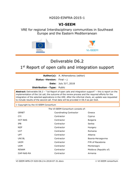 D6.2-1St Report of Open Calls and Integration Support