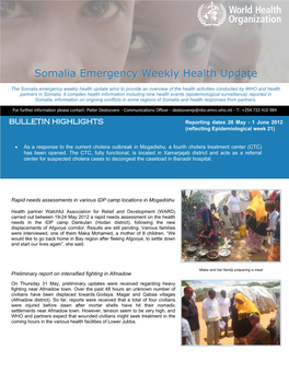 Somalia Emergency Weekly Health Update