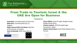 From Trade to Tourism: Israel & the UAE Are Open for Business